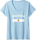 Womens I Love Argentina Minimalist Argentinian Flag V-Neck T-Shirt