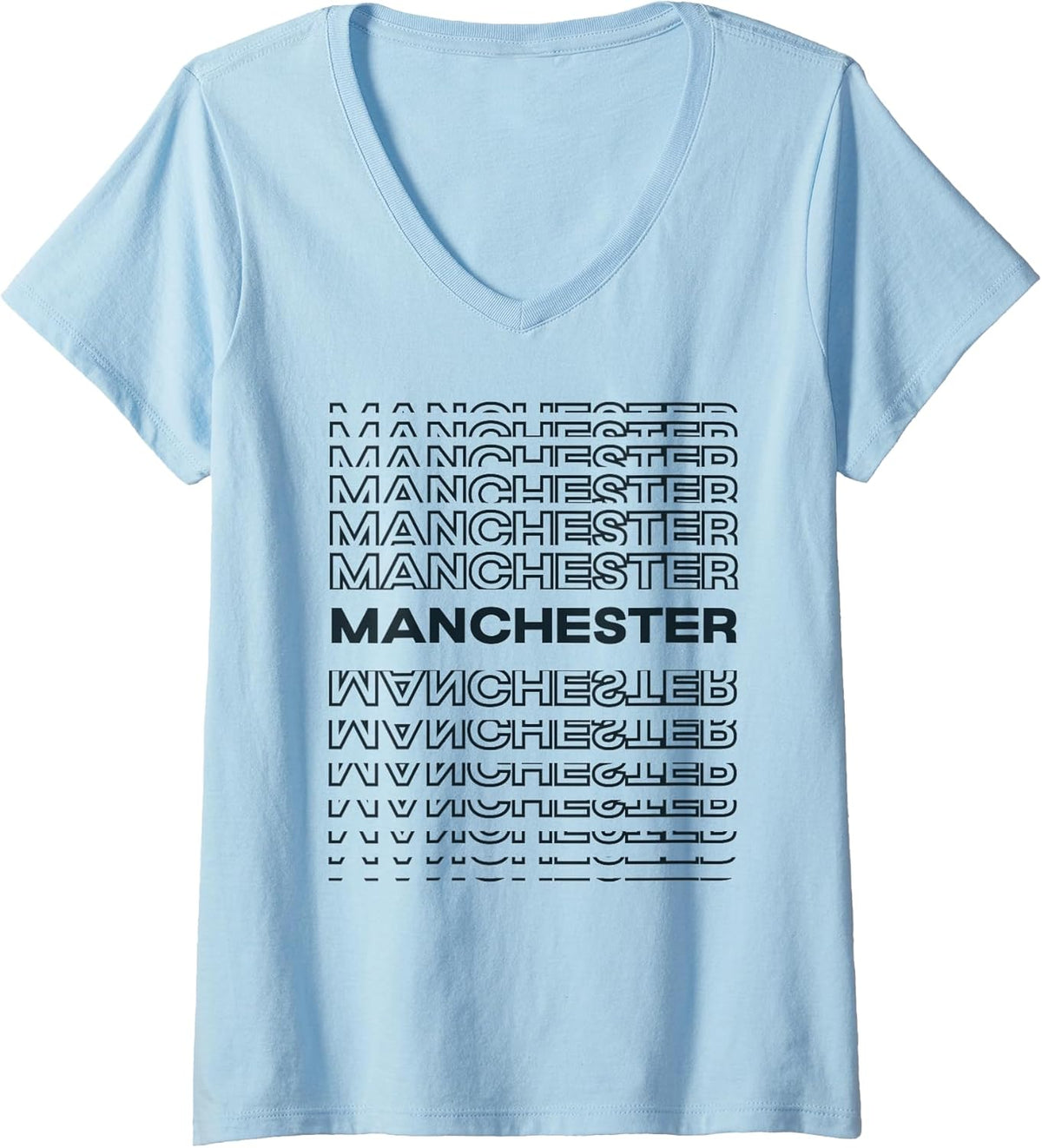 Womens Minimalist City - United Kingdom Modern Manchester V-Neck T-Shirt