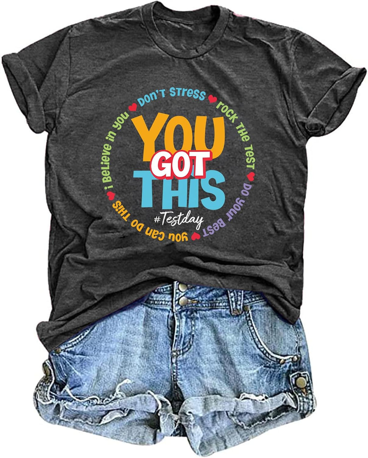 Testing Shirts for Teachers Women You Got This Shirt Testing Teacher Tshirts Motivational Short Sleeve Test Day Tee Tops