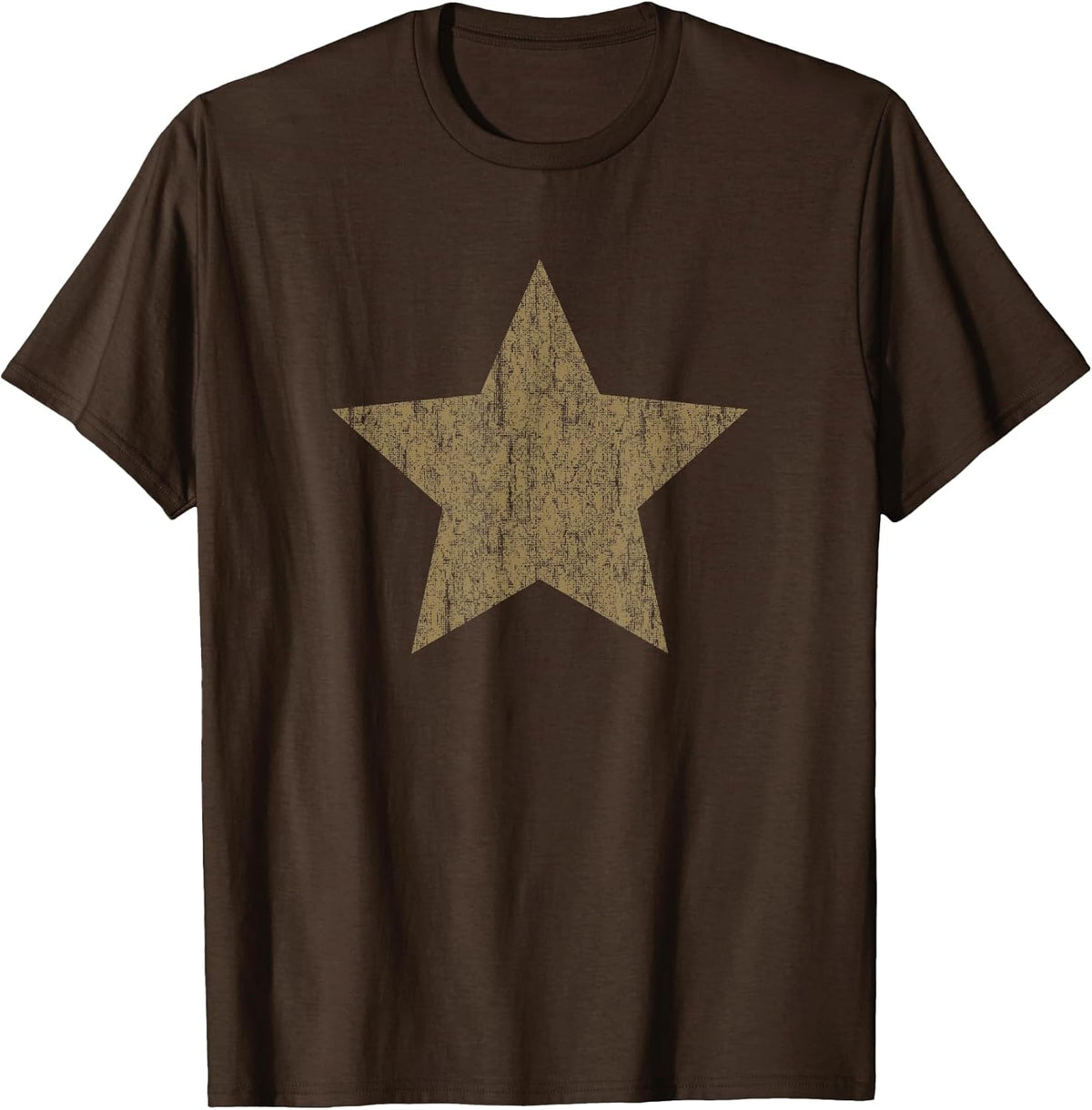 Grunge Star Distressed Retro Vintage Brown Graphic T-Shirt