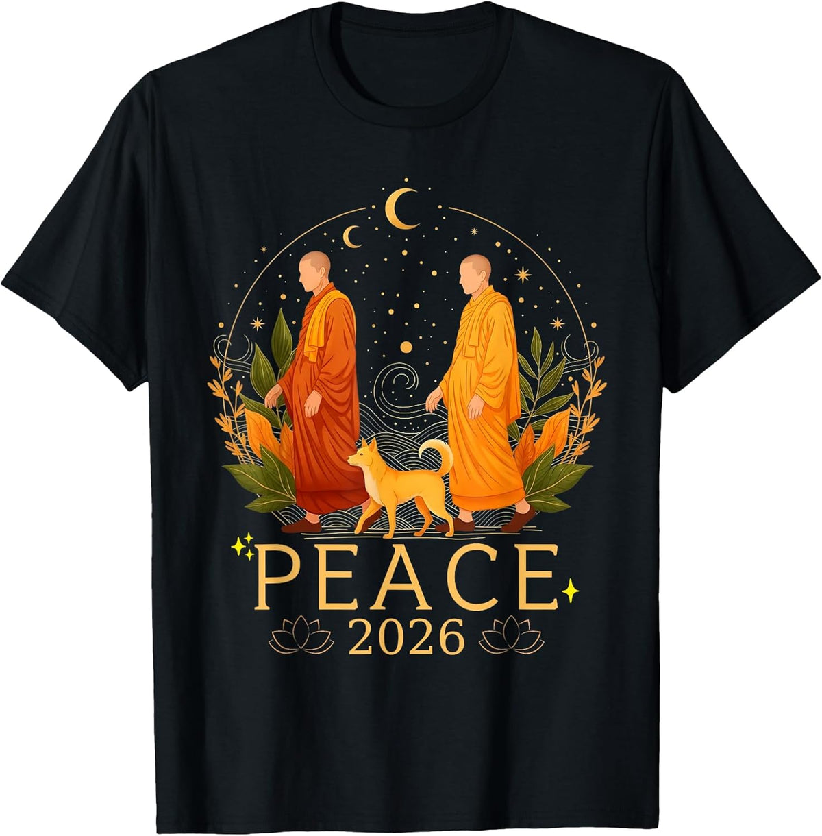 Walk for Peace Monks Journey 2026 with Dog Meditation Cool T-Shirt