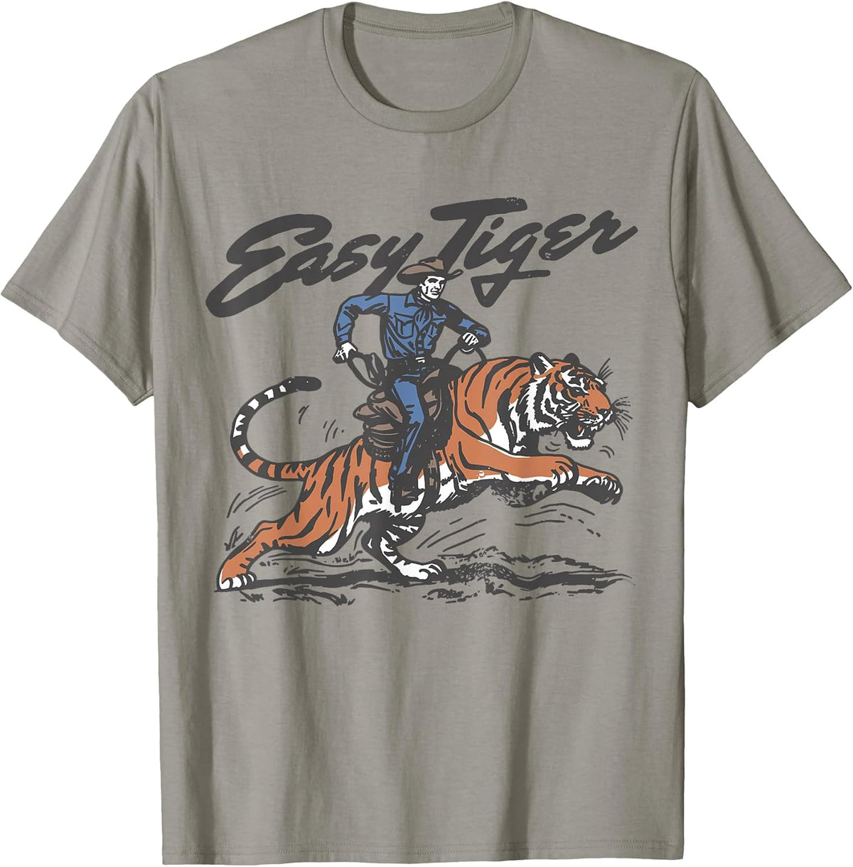 Easy Tiger Retro Cowboy Design Western Graphic T-Shirt