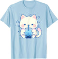 Kawaii Cat Boba Japanese Cute Aesthetic Anime Girls Teens T-Shirt