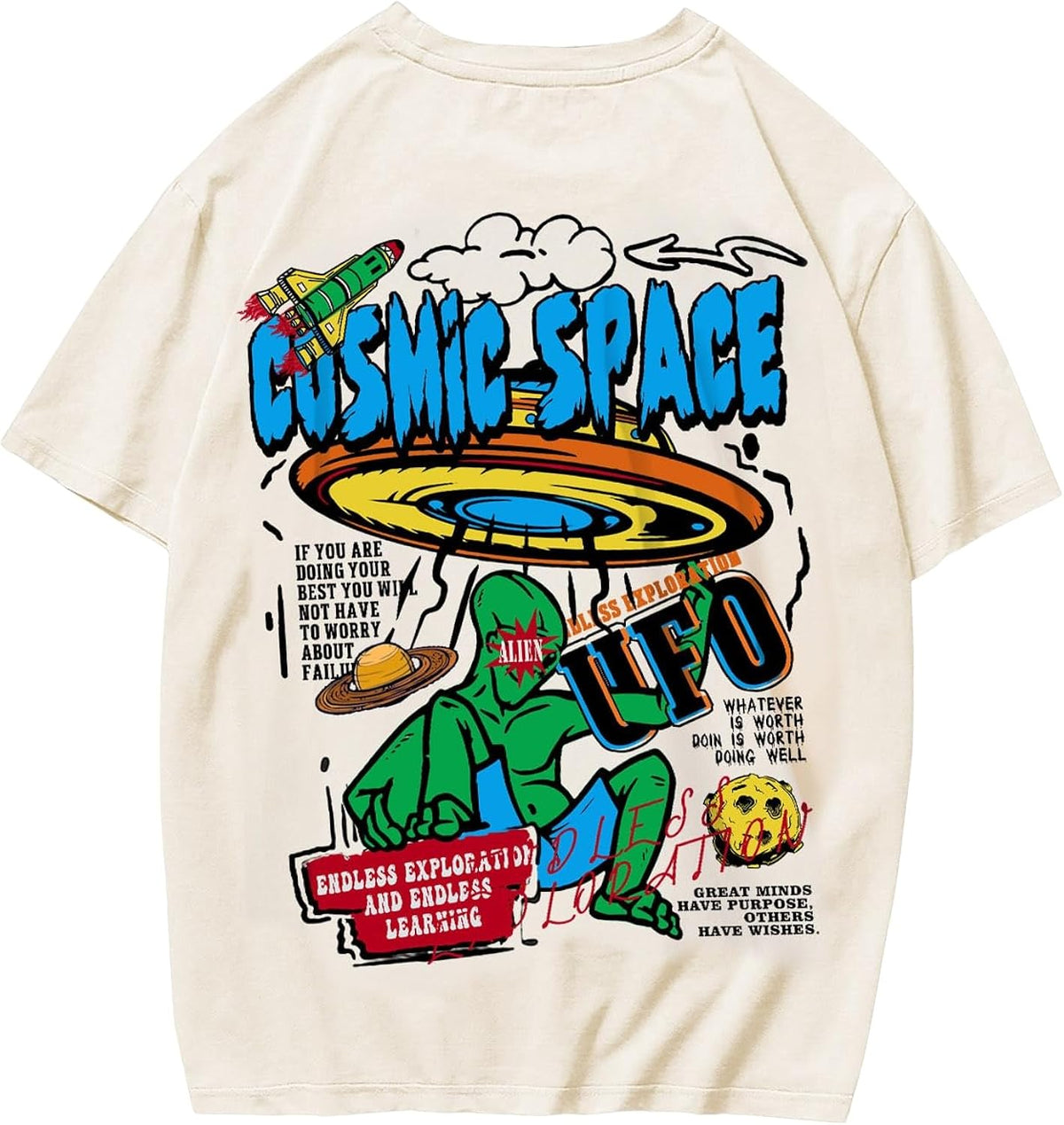 Men's Graphic Tees Y2K Alien T Shirts Vintage Shirts 90s Oversized Streetwear Tops