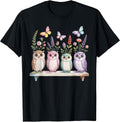 Cute Owl Lover Floral Butterfly Nature Aesthetic Women Girls T-Shirt