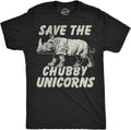 Mens Funny T Shirts Save The Chubby Unicorns Sarcastic Rhino Graphic Novelty Tee for Men
