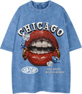 Men's Lip Graphic Tees Vintage Hipster Hip Hop Crew Neck Y2k T-Shirt Streetwear Top