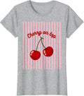 Cherry on top Cherry Pink Striped Cherry Girl Aesthetic T-Shirt