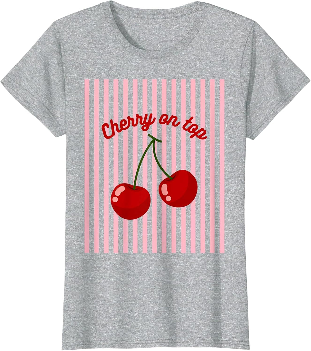 Cherry on top Cherry Pink Striped Cherry Girl Aesthetic T-Shirt