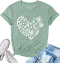 Flower Tshirts Shirts for Women Cute Dandelion Tshirt Casual Short Sleeve Wildflower Floral Heart Print Graphic Tee Tops