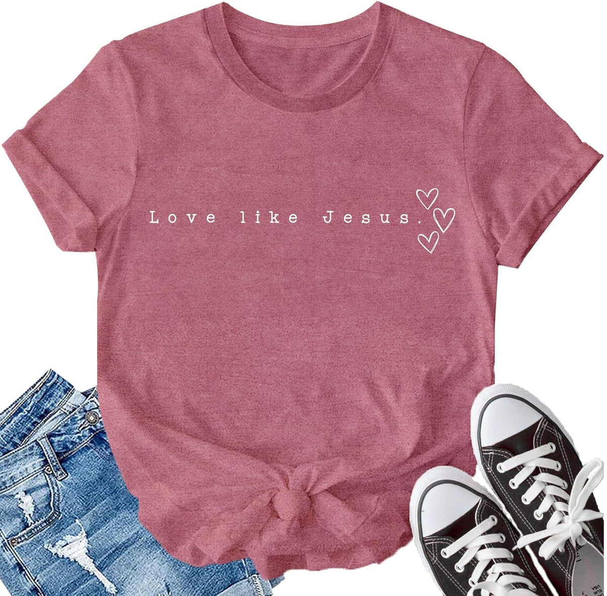 Love Like Jesus Shirt Christian Minimalist Shirt for Women Faith-Based Tees Christian Tops
