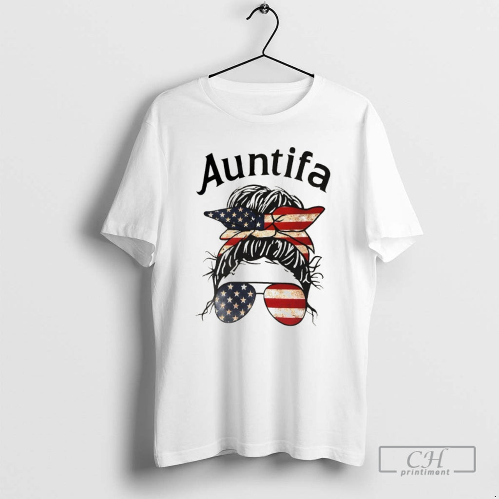 Classic Auntifa Messy Bun American Flag Shirt Sweater
