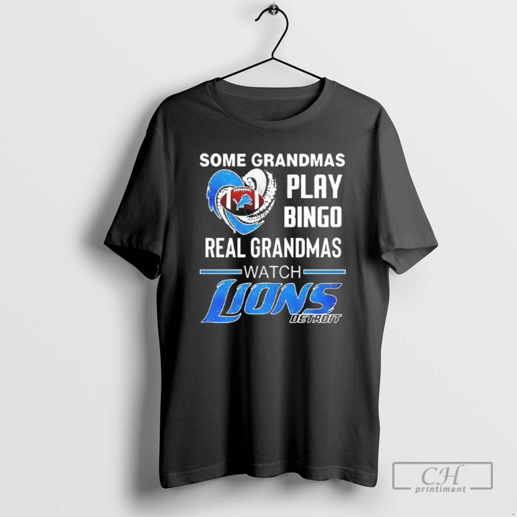 Classic Awesome Some Grandmas Play Bingo Real Grandmas Watch Detroit Lions Football Shirt Sweater
