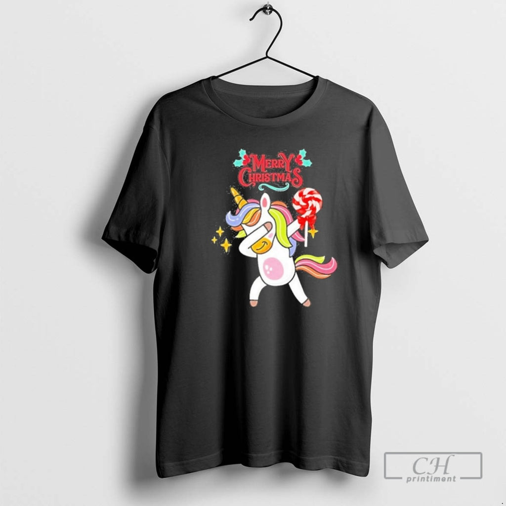 Classic Dabbing Unicorn Candy Cane Merry Christmas Shirt Sweater