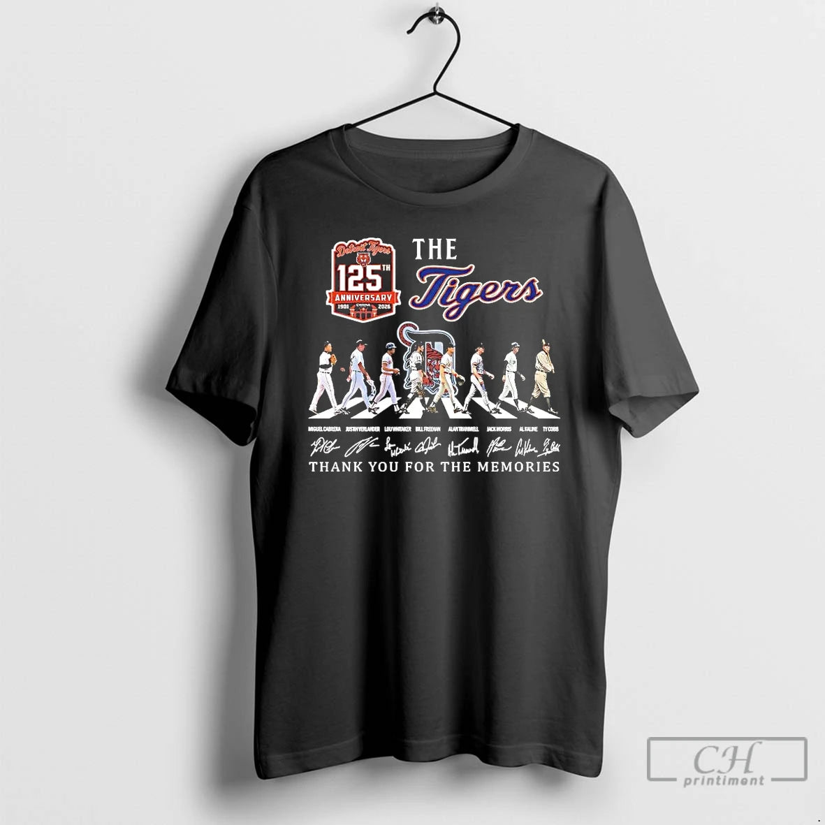Classic Detroit Tigers 125th Anniversary 1901 2026 Players Abbey Road Tee