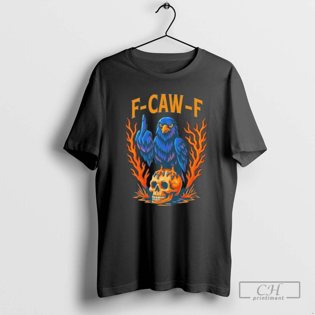 Classic F Caw F Funny Crow Skeleton Skull Meme Shirt Sweater