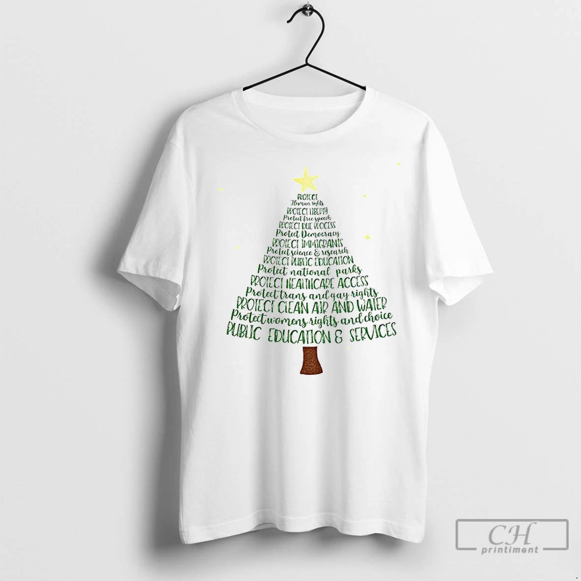 Classic Protect Democracy Christmas Tree Anti Trump Fascism
