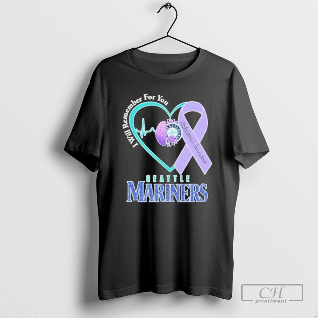 Classic Seattle Mariners I Will Remember For You Alzheimers Awareness Heartbeat Brain Shirt Sweater