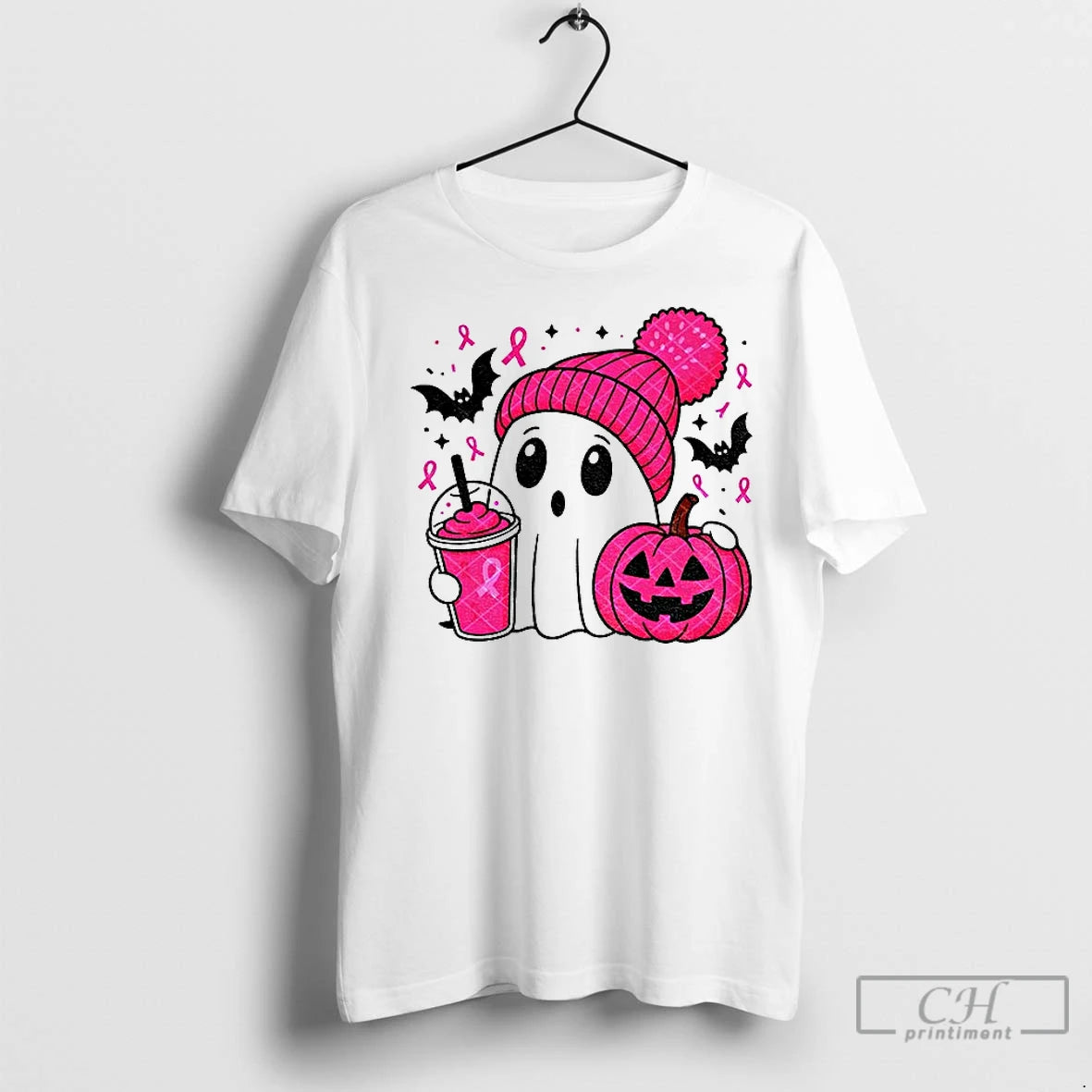 Classic Spooky Ghost Breast Cancer In October We Wear Pink
