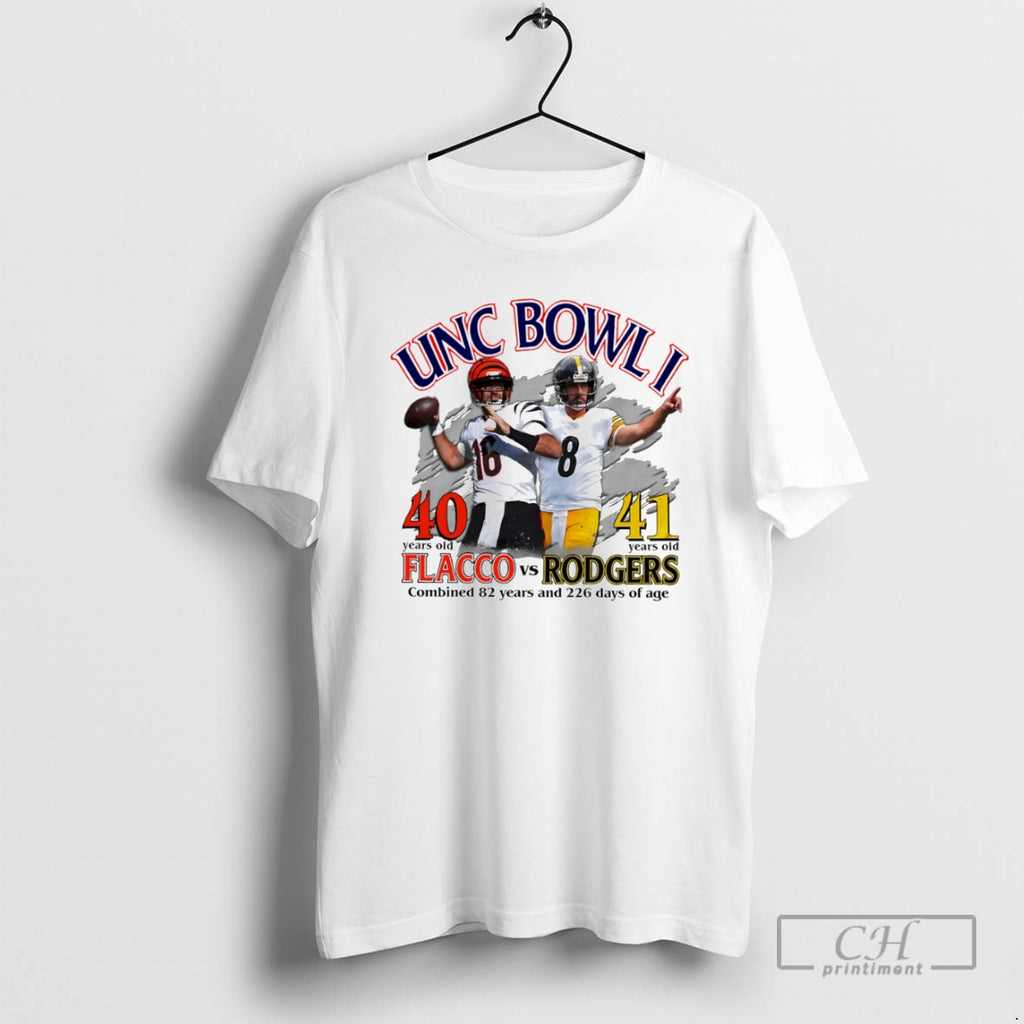 Classic Unc Bowl I 40 Years Old Flacco Vs 41 Years Old Rodgers Shirt Sweater
