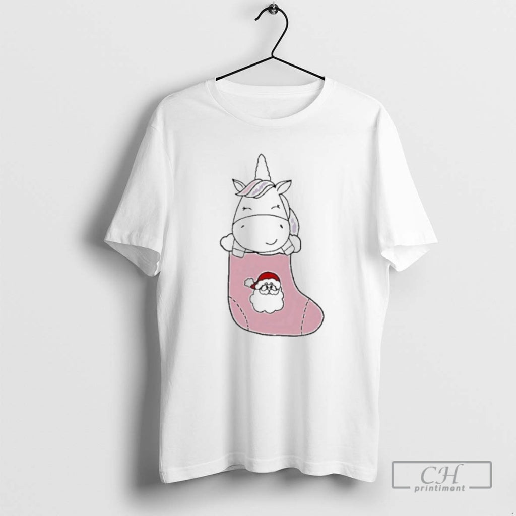 Classic Unicorn In Santa Christmas Stocking Cute Holiday Shirt Sweater