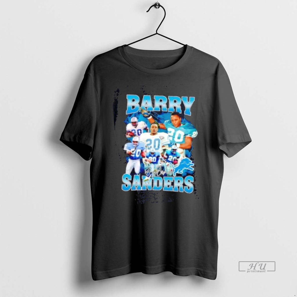 Limited Edition Barry Sanders Graphic Collage Detroit Lions Tee Shirt Sweater