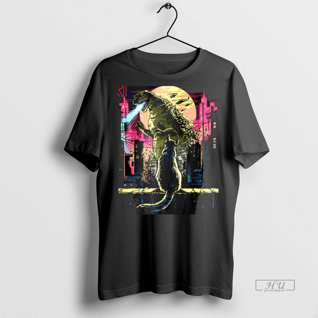 Limited Edition Cat Watching The Kaiju Tee Shirt Sweater