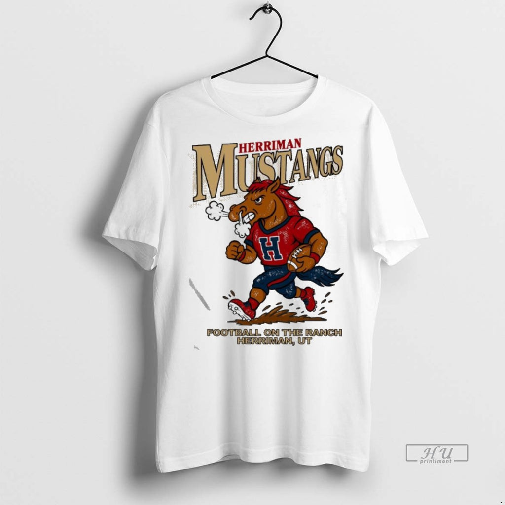 Limited Edition Herriman Mustangs Football Mascot Herriman Ut 2025 Tee Shirt Sweater