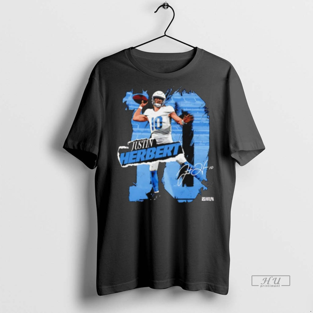 Limited Edition Justin Herbert Los Angeles Chargers No 10 Player Rough Tee Shirt Sweater
