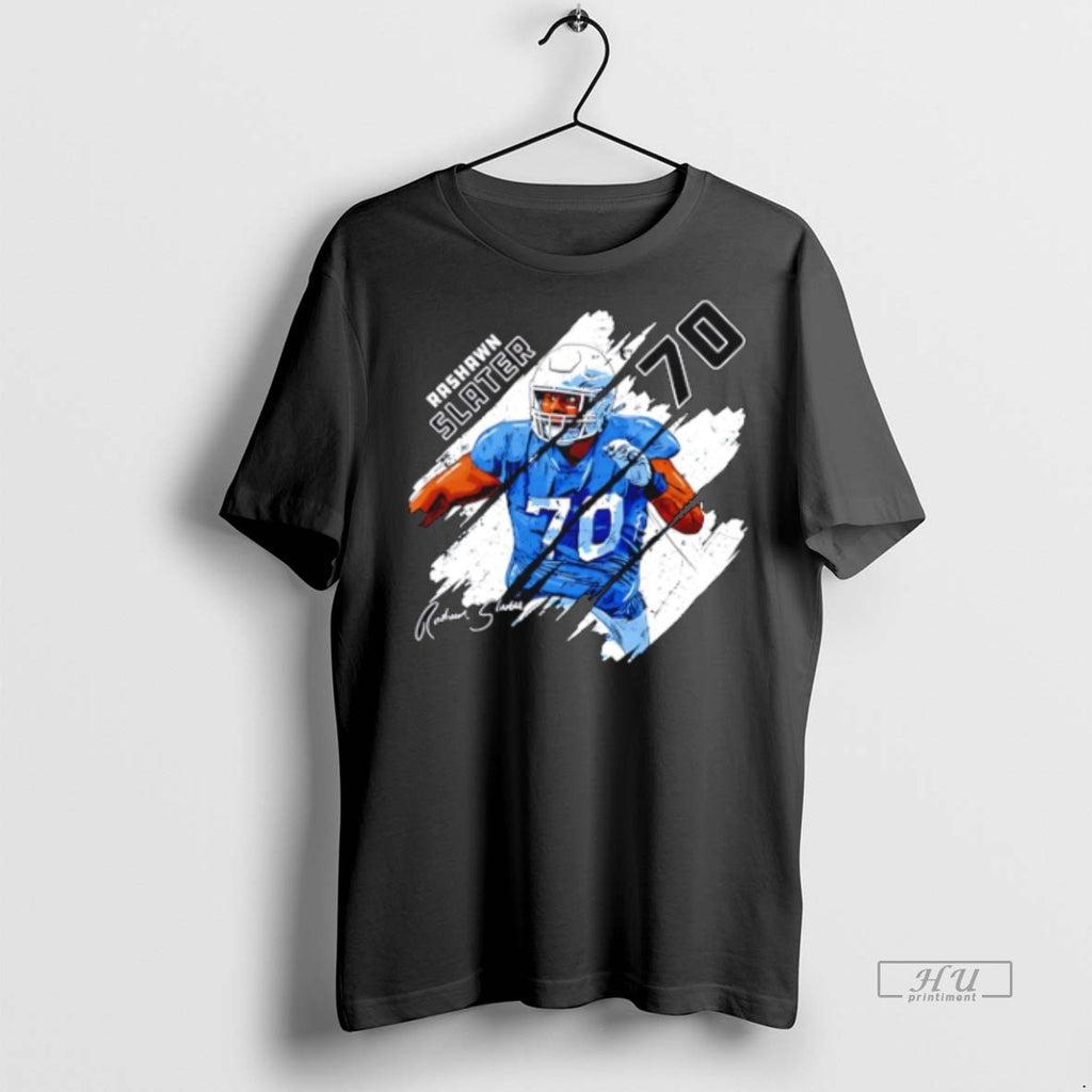 Limited Edition Rashawn Slater Los Angeles Chargers Stripes Tee Shirt Sweater