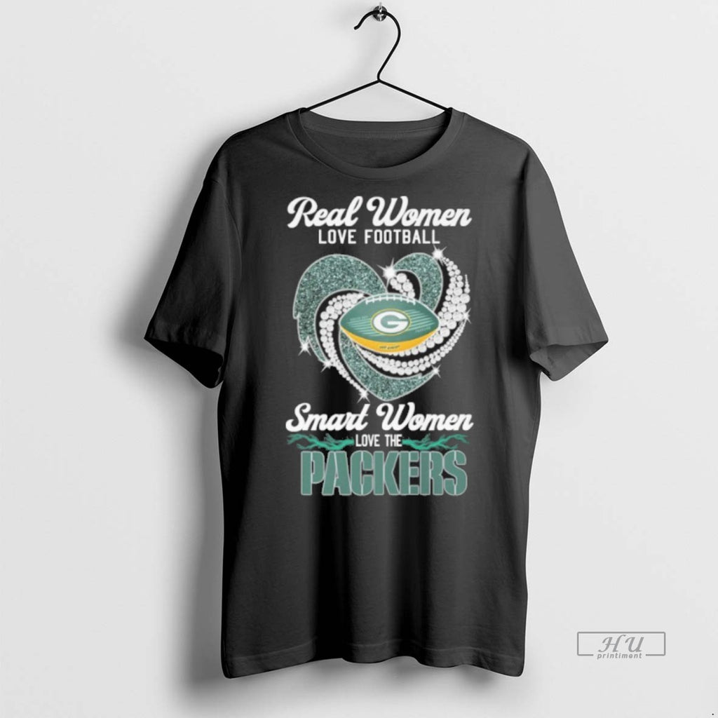 Limited Edition Real Women Love Football Heart Smart Women Love The Packers Tee Shirt Sweater