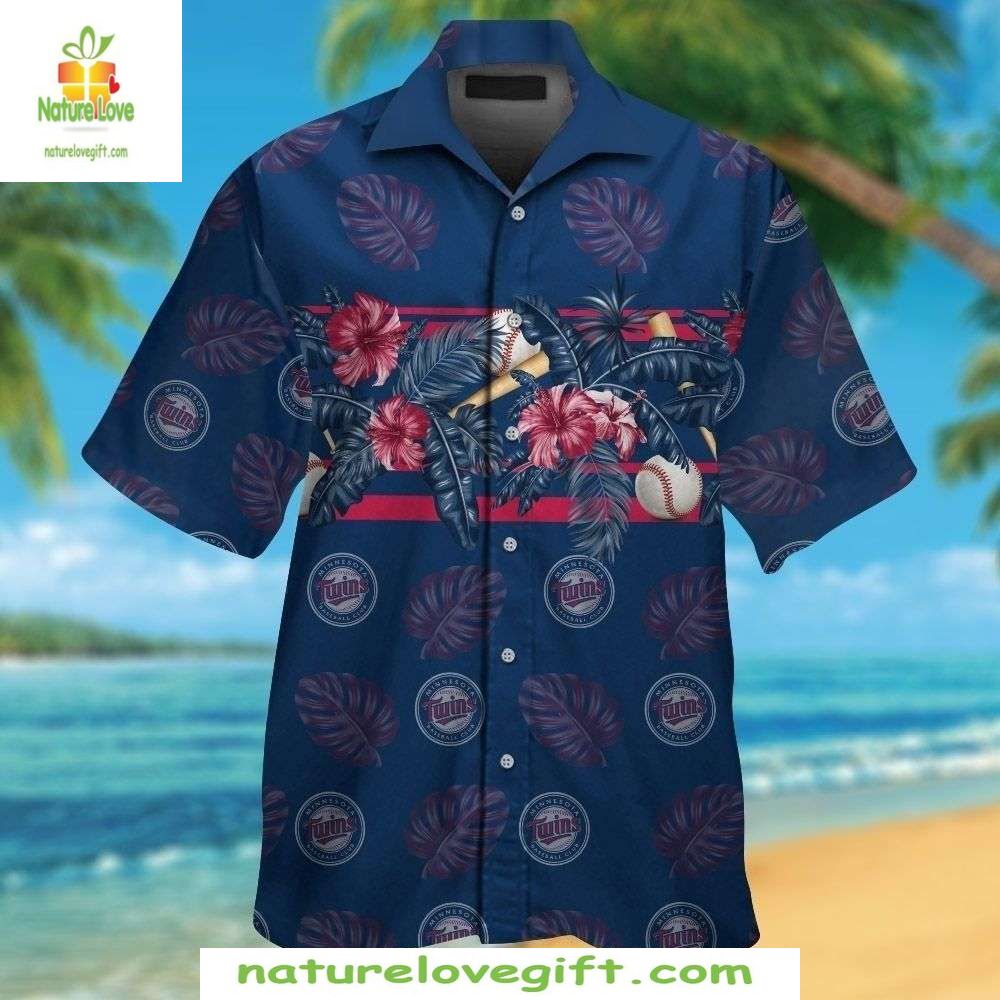 Minnesota Twins Hawaiian Shirt Stylish Baseball Tropical Leaves Apparel