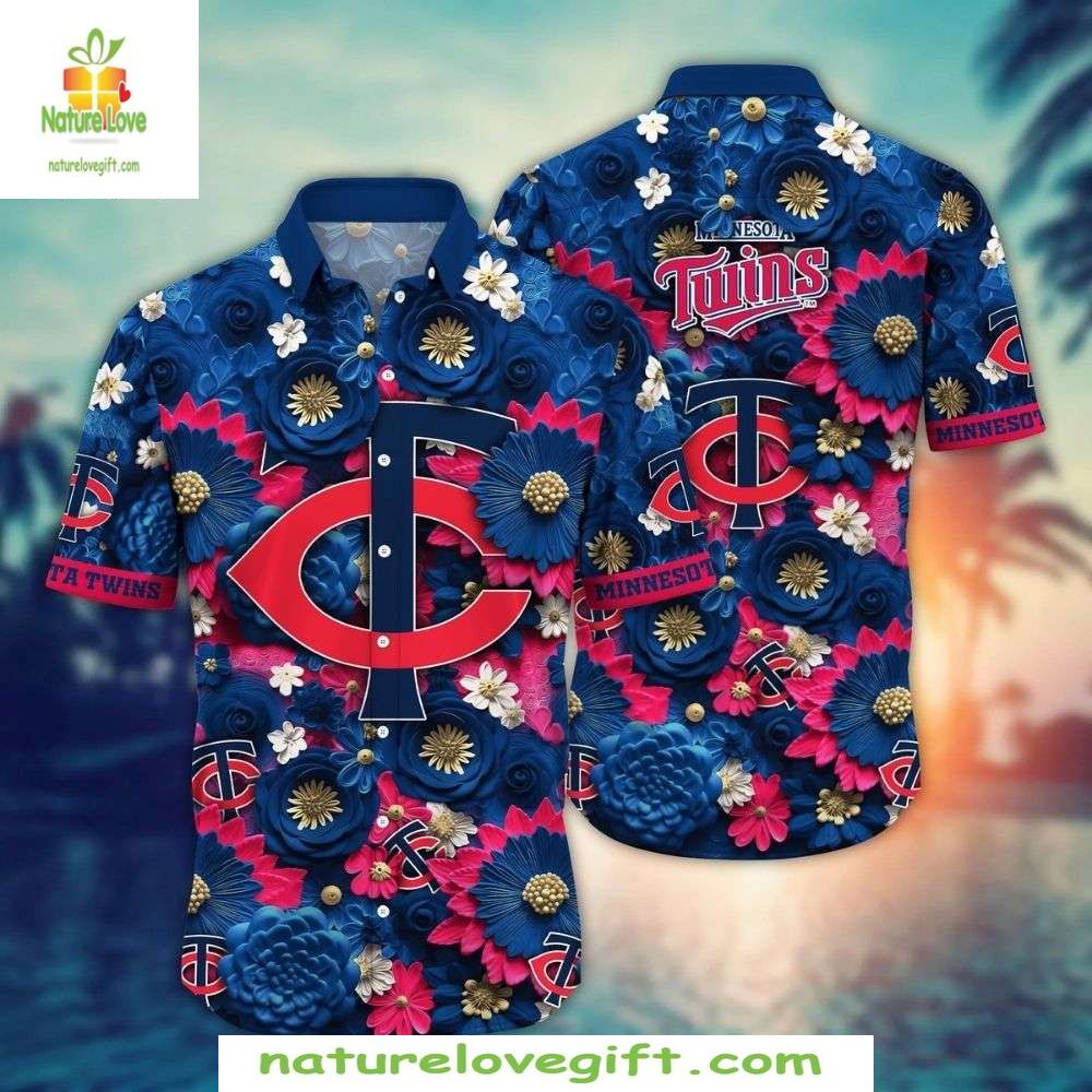 Minnesota Twins Hawaiian Shirt Floral Elegance MLB Baseball Apparel