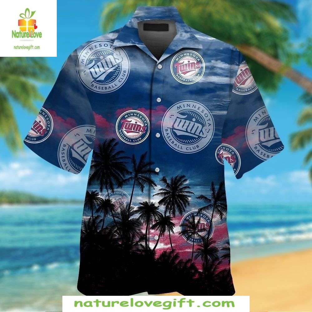 Minnesota Twins Hawaiian Shirt MLB Baseball Palm Sunset Stylish Apparel