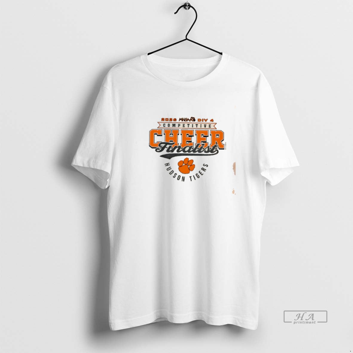 Official 2026 Mhsaa Cheer D4 Finalist Hudson Tigers Logo Tee