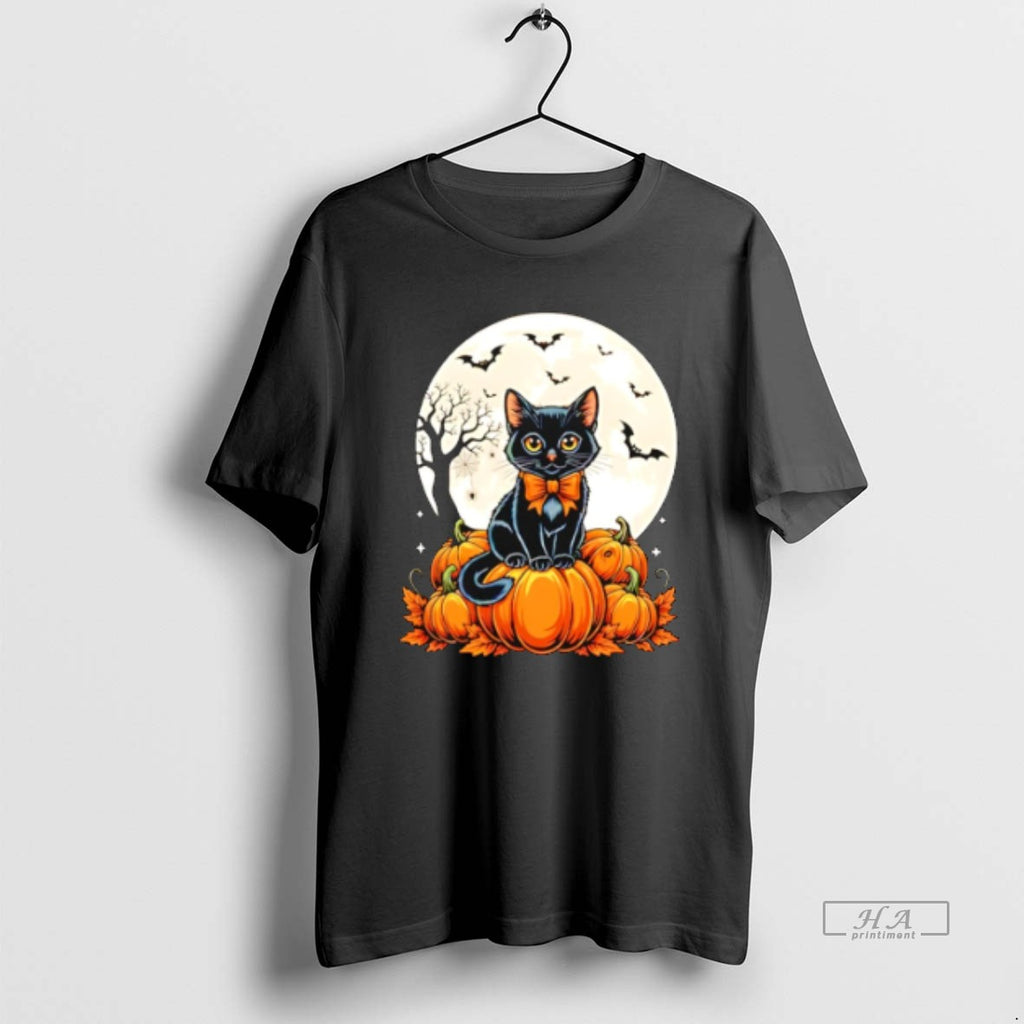 Official Black Cat And Pumpkin Spooky Fall Moon Halloween