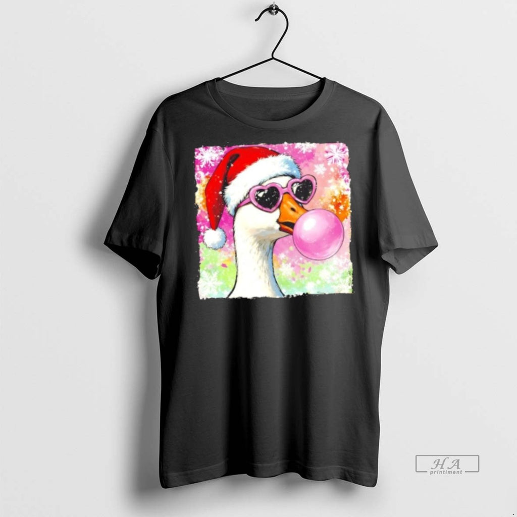 Official Cool Silly Goose Santa Christmas Bubble Gum Shirt