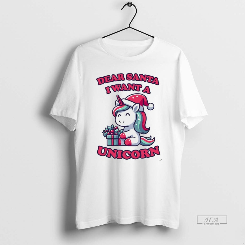 Official Dearsanta I Want A Unicorn Christmas Gift White