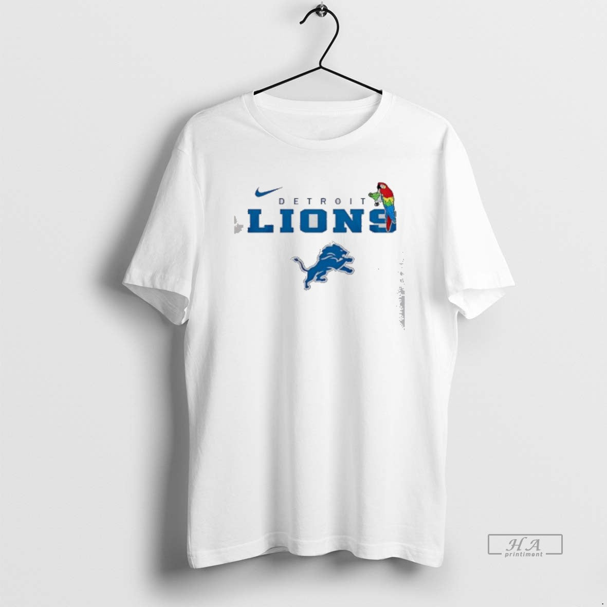 Official Detroit Lions Parrot Drinking Cocktail Logo