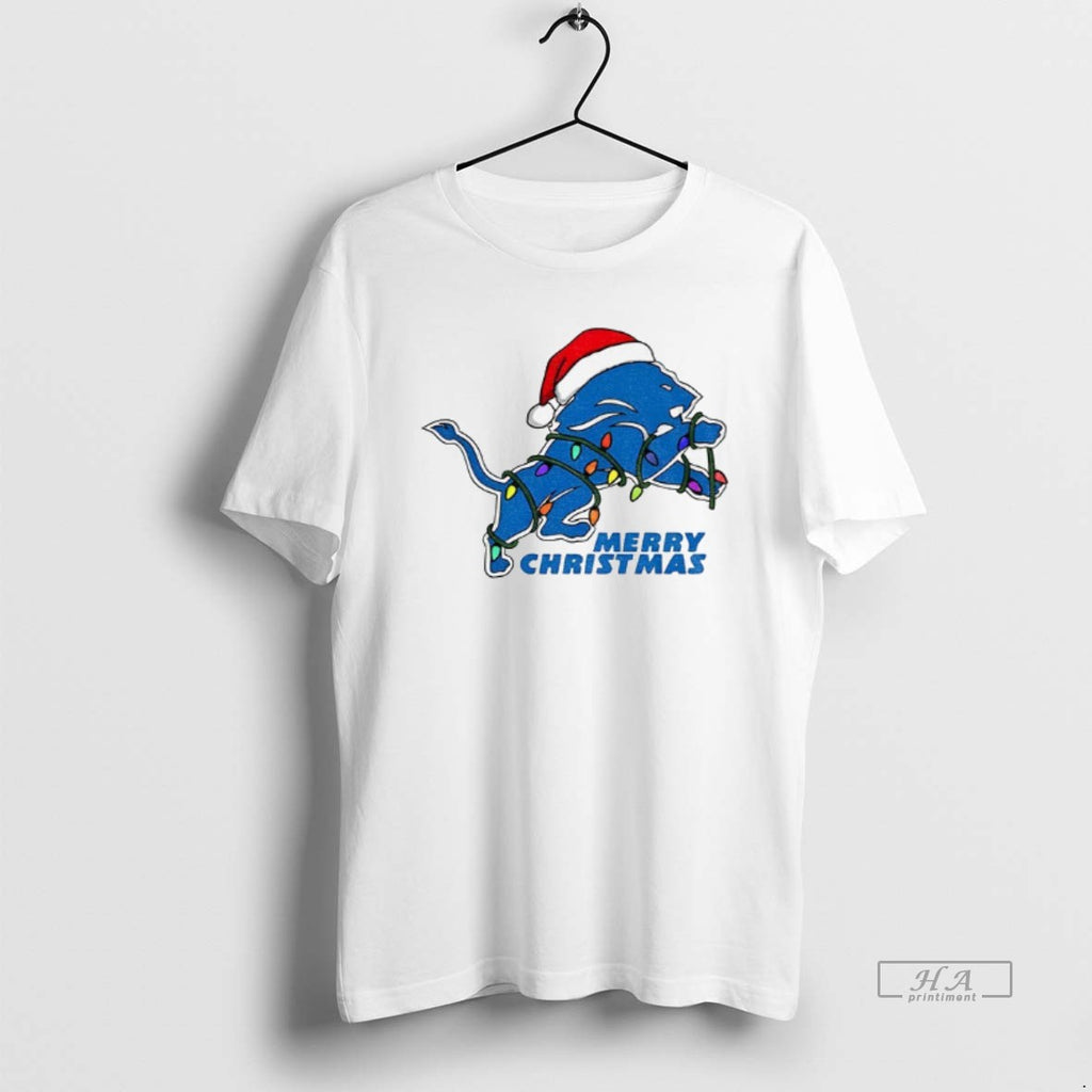 Official Detroit Lions Football Logo Santa Hat Christmas Light 2025
