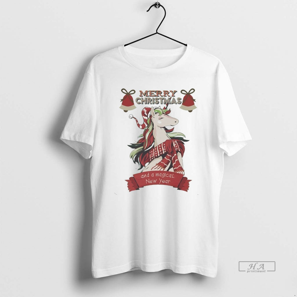 Official Elegant Christmas Unicorn Scarf Merry Holiday White