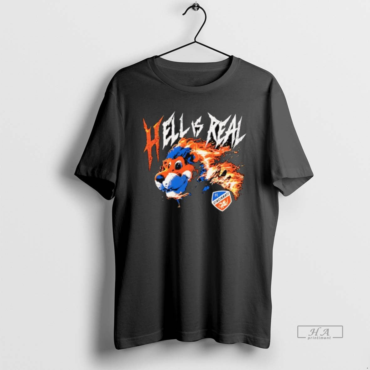 Official Fc Cincinnati Hell Is Real Retro Flame Logo