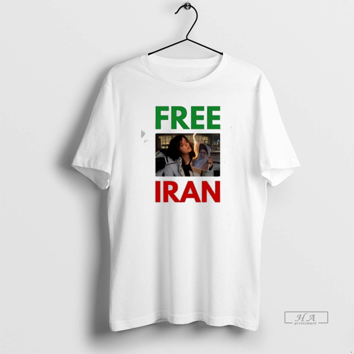 Official Free Iran Woman Burning Portrait Photo Graphic