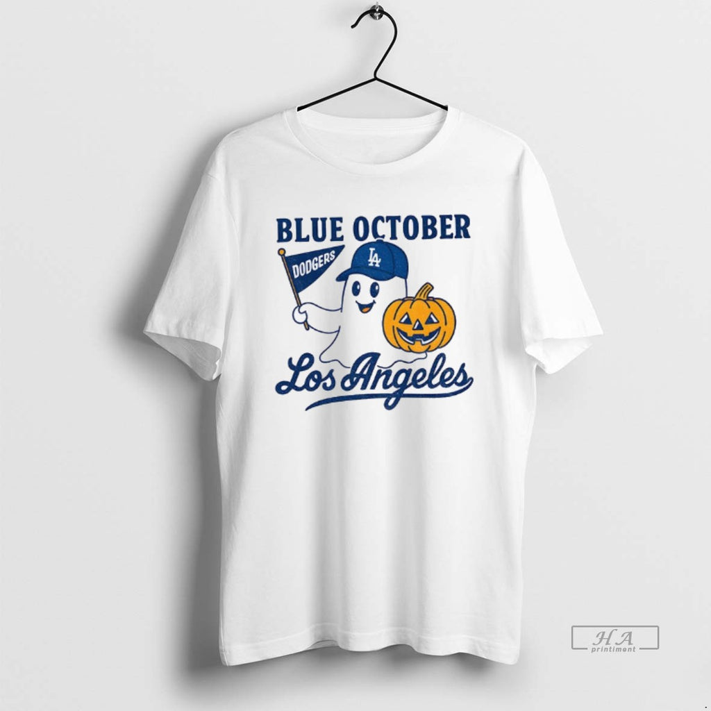 Official Ghost Los Angeles Dodgers Baseball Blue October Pumpkin Mlb Halloween