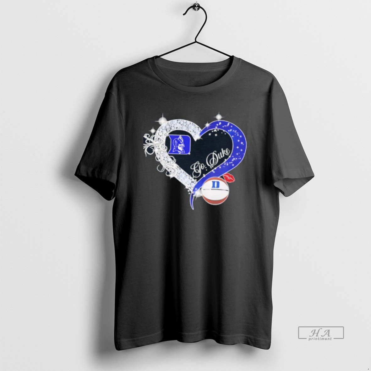 Official Go Duke Blue Devils Logo Diamond Heart
