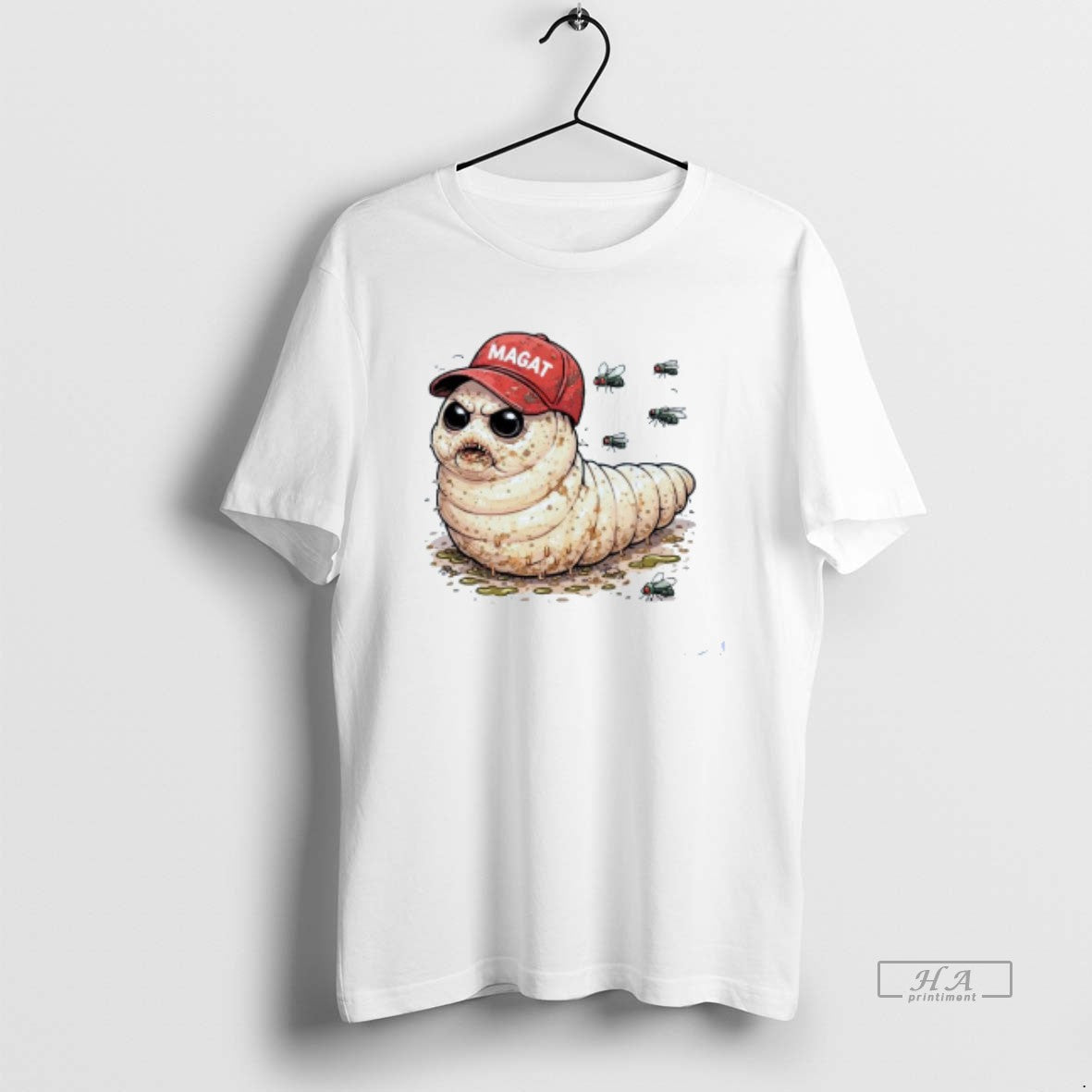 Official Maggot Wearing Magat Hat Anti Maga Satirical Mens White Tee
