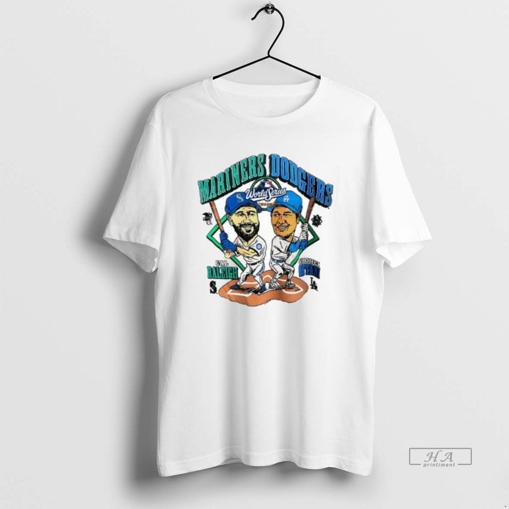 Official Mariners Cal Raleigh Vs Dodgers Shohei Ohtani Cartoon 2025 World Series