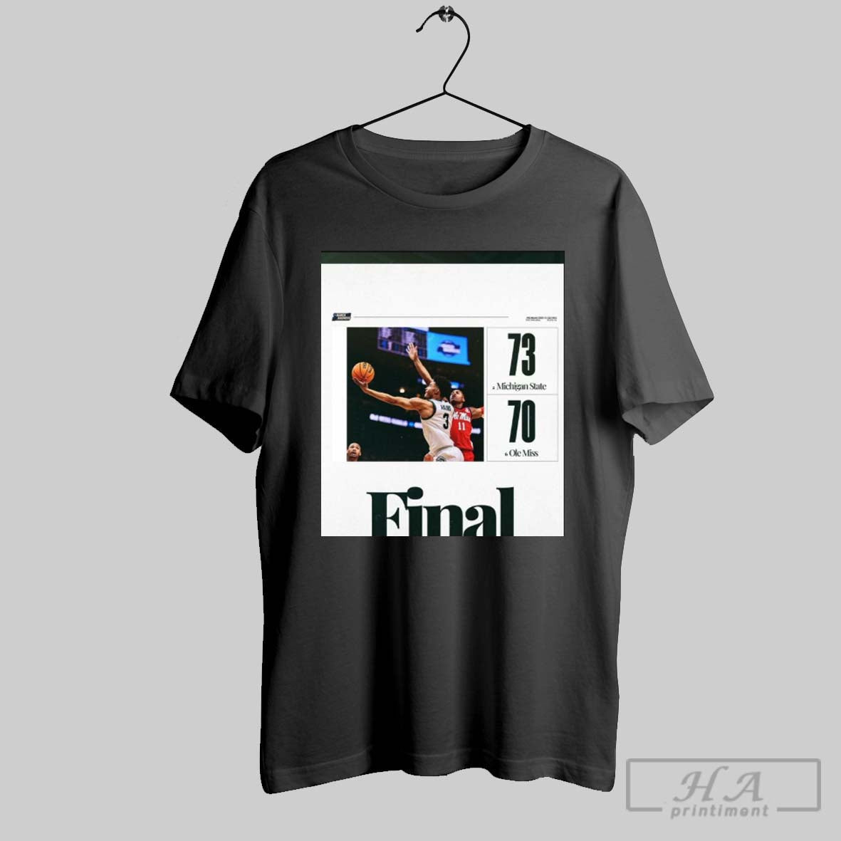 Official Michigan State Spartans Basketball Win 73 70 Ole Miss Final Score Ncaa March Madness