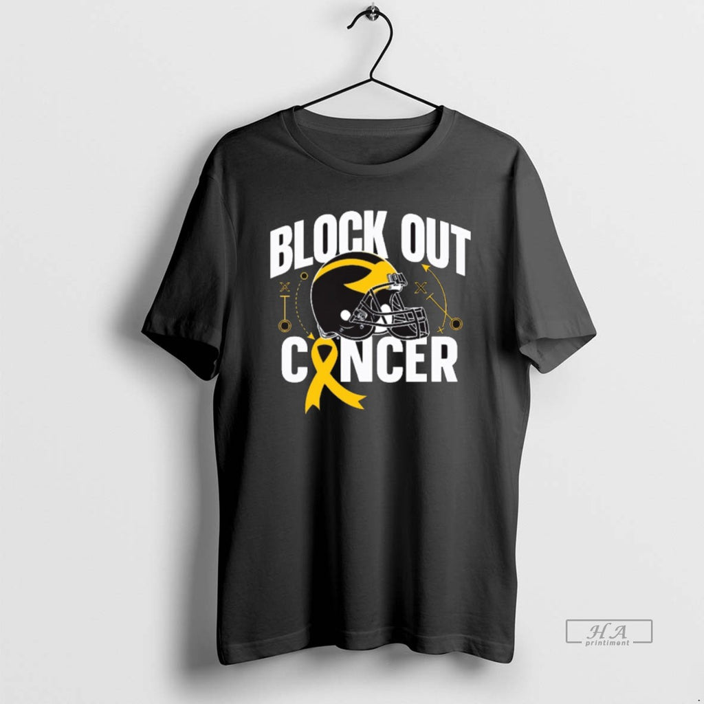 Official Michigan Wolverines Ncaa Block Out Cancer Helmet 2025