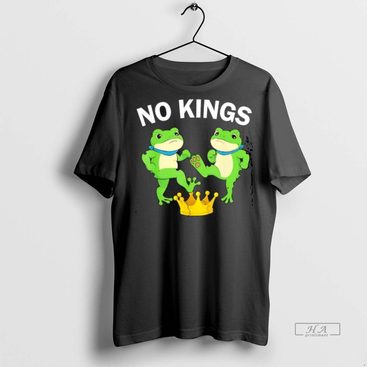 Official No Kings Two Green Frogs Black Shirt